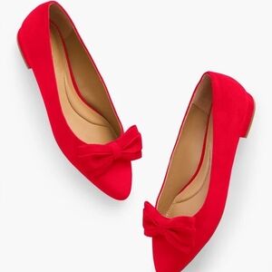 Talbots Bold Red Flats with Bow Accent